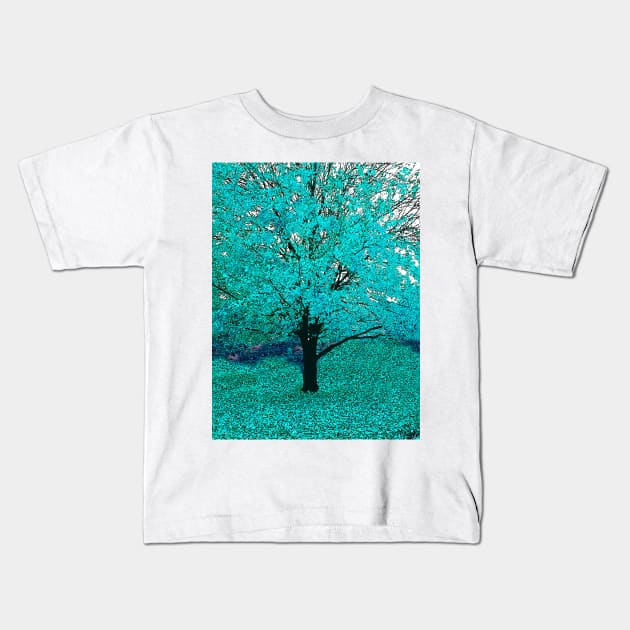 Trees of Aqua Blue Kids T-Shirt by Overthetopsm